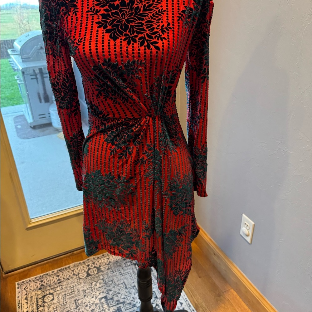 Zara Red and Black Asymmetrical Dress